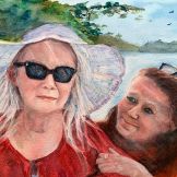 Leslie Jernigan ~ Already Alone With Alzheimer's When The Rest Of The World Has Gone Crazy... Mom And Her Caregiver Rose ~ Watercolor